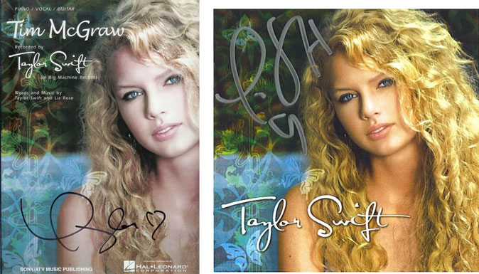 Taylor Swift Autographed CD and Tim McGraw Songbook