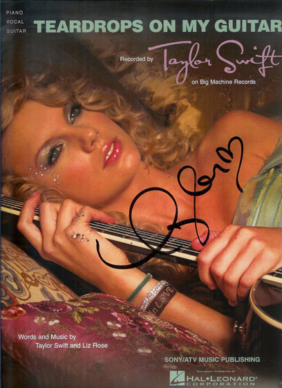 Taylor Swift Autographed Teardrops On My Guitar Songbook